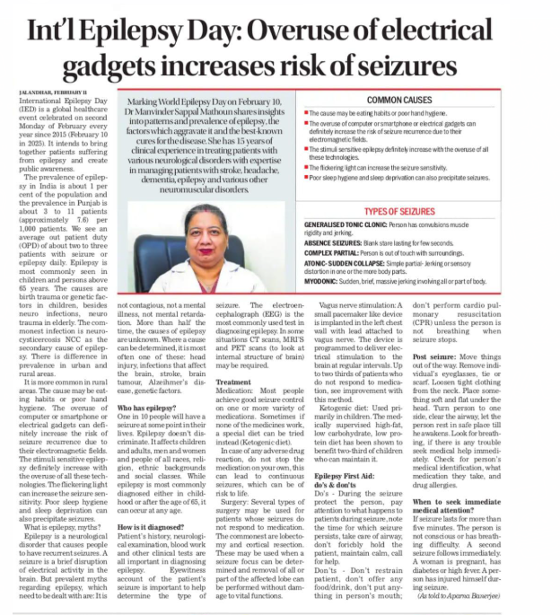 Int'l Epilepsy Day:Overuse of Electrical gadgets icreases risk of seizures